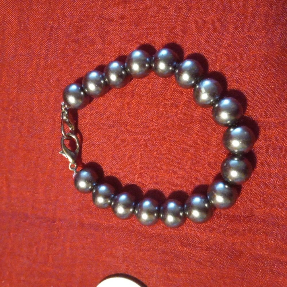 Hematite stone bracelet 6" long girls